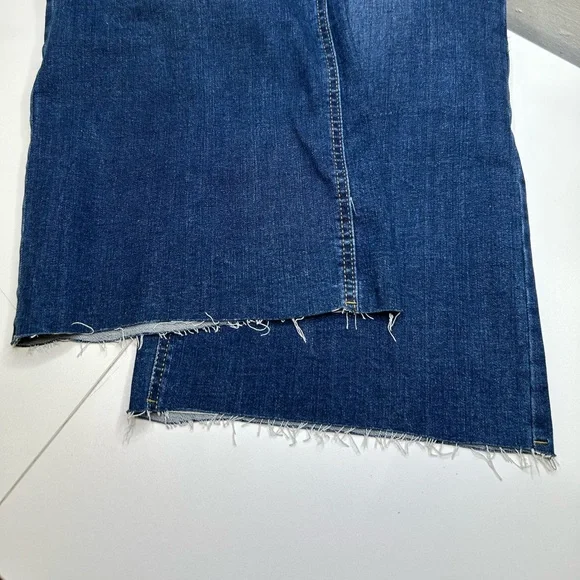 OAT NEW YORK NWT High Rise Wide Leg Jeans 10/30 Rhinestone Pocket Raw Hem - Picture 8 of 16